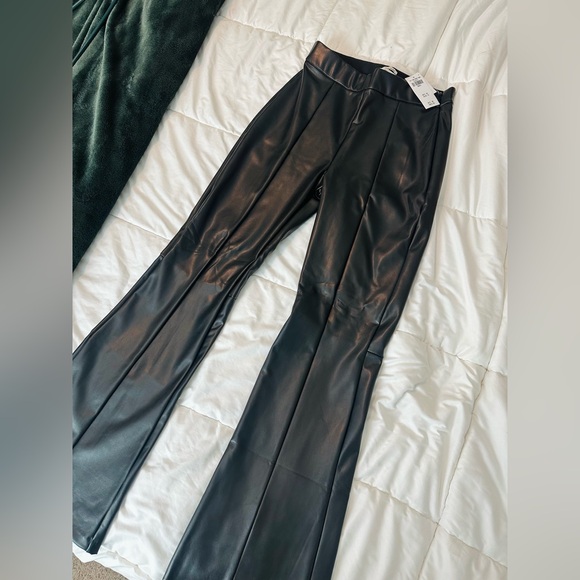Black Vegan Leather Flare Pant - Picture 3 of 3